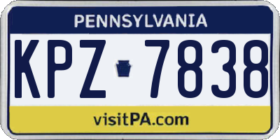 PA license plate KPZ7838
