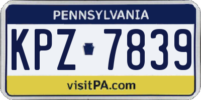 PA license plate KPZ7839