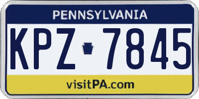 PA license plate KPZ7845