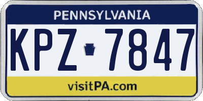 PA license plate KPZ7847