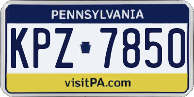 PA license plate KPZ7850