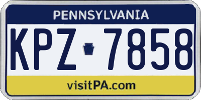 PA license plate KPZ7858