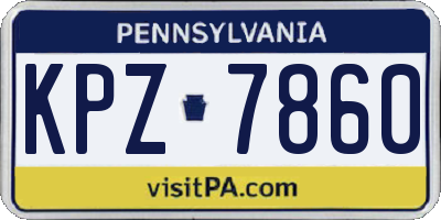 PA license plate KPZ7860