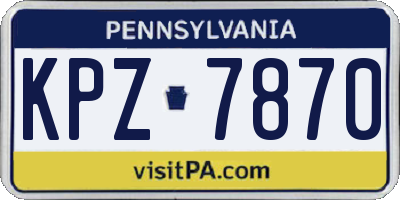 PA license plate KPZ7870