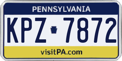 PA license plate KPZ7872