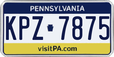PA license plate KPZ7875
