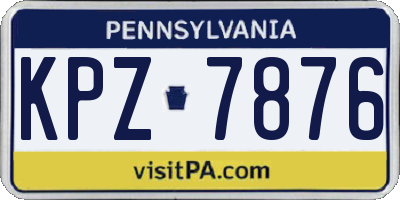 PA license plate KPZ7876