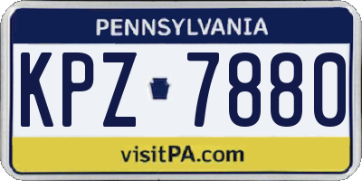 PA license plate KPZ7880