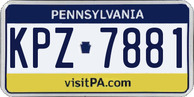 PA license plate KPZ7881