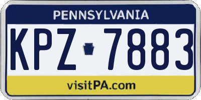 PA license plate KPZ7883
