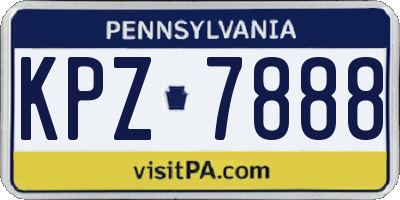PA license plate KPZ7888