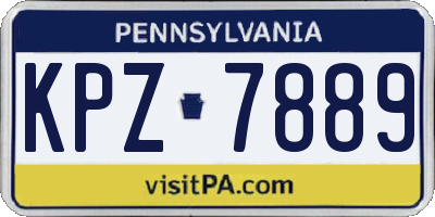 PA license plate KPZ7889