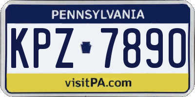 PA license plate KPZ7890