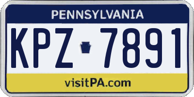 PA license plate KPZ7891