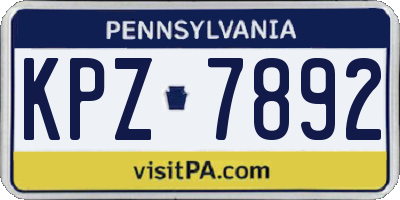 PA license plate KPZ7892
