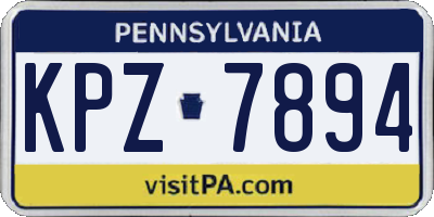 PA license plate KPZ7894