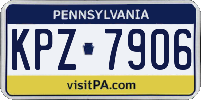 PA license plate KPZ7906