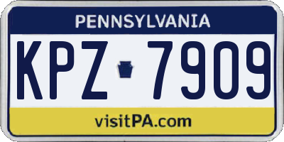 PA license plate KPZ7909