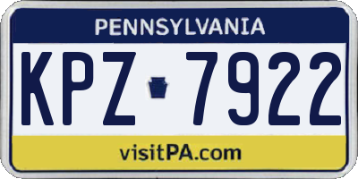 PA license plate KPZ7922