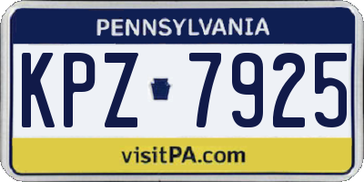 PA license plate KPZ7925