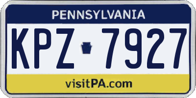 PA license plate KPZ7927