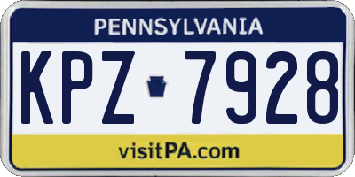 PA license plate KPZ7928