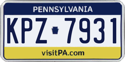 PA license plate KPZ7931