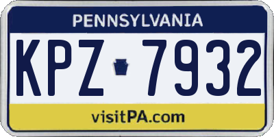 PA license plate KPZ7932