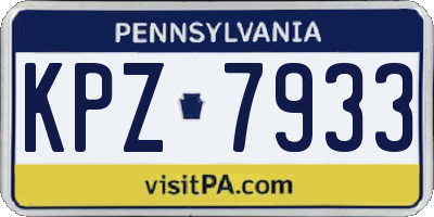 PA license plate KPZ7933