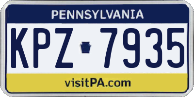 PA license plate KPZ7935