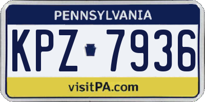 PA license plate KPZ7936