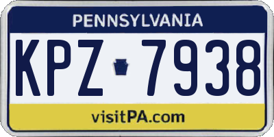 PA license plate KPZ7938