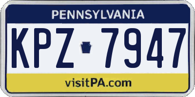 PA license plate KPZ7947