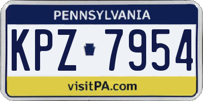 PA license plate KPZ7954