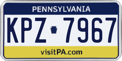 PA license plate KPZ7967