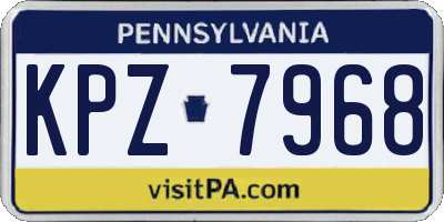 PA license plate KPZ7968