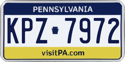 PA license plate KPZ7972
