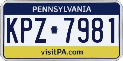 PA license plate KPZ7981