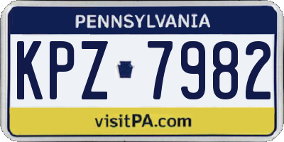 PA license plate KPZ7982