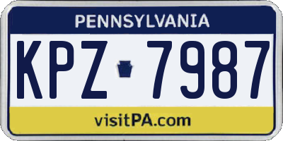PA license plate KPZ7987
