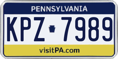 PA license plate KPZ7989