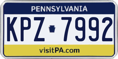 PA license plate KPZ7992