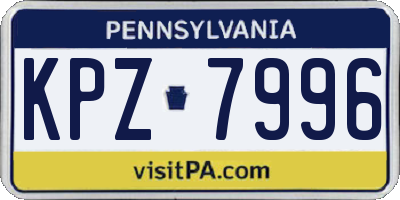 PA license plate KPZ7996