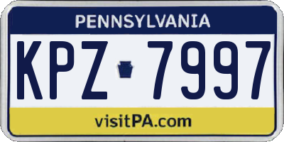 PA license plate KPZ7997