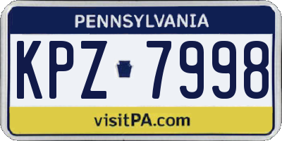 PA license plate KPZ7998