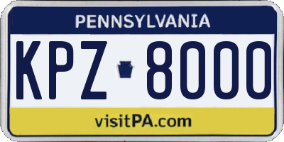 PA license plate KPZ8000