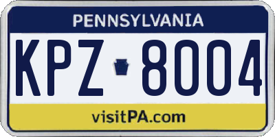 PA license plate KPZ8004