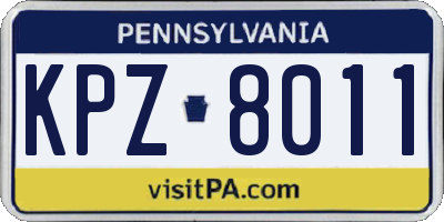 PA license plate KPZ8011