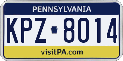 PA license plate KPZ8014