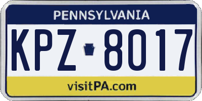 PA license plate KPZ8017
